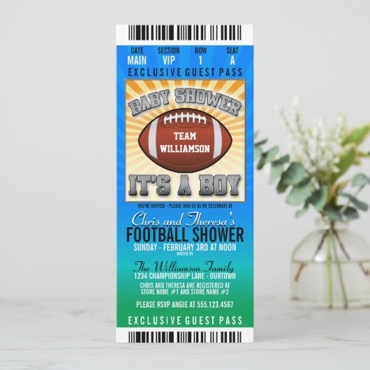 Invitation Baby shower de la fête de football (Debout devant)