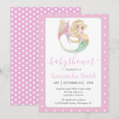 Invitation Baby shower de la Fête de la Sirène de Blonde. Sou (Devant / Derrière)