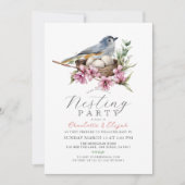Invitation Baby shower de la fête de nid d'oiseaux floraux (Devant)