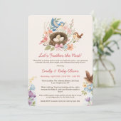 Invitation Baby shower de la fête de nidification des oiseaux (Debout devant)