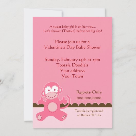 Invitation Baby shower de la fête de Valentines (Devant)