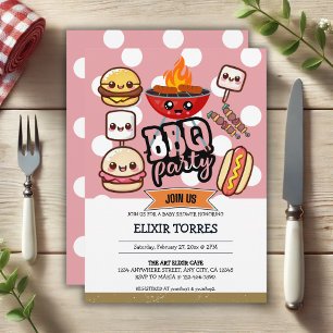 Invitation Baby shower de la fête du barbecue Cute Kawaii