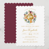 Invitation Baby shower de la fête du thé à la couronne (Devant / Derrière)