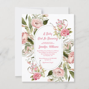 Invitation baby shower de la fête du thé botanique de la peti
