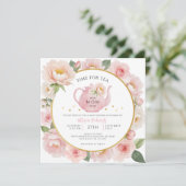 Invitation Baby shower de la fête du thé floral aq (Debout devant)