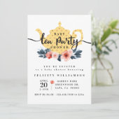 Invitation Baby shower de la fête du thé floral ja (Debout devant)
