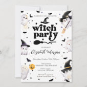 Invitation Baby shower de la fête fantôme sorcière mignonne (Devant)