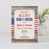 Invitation baby shower de la fête nationale 4 juillet rustiqu (Debout devant)