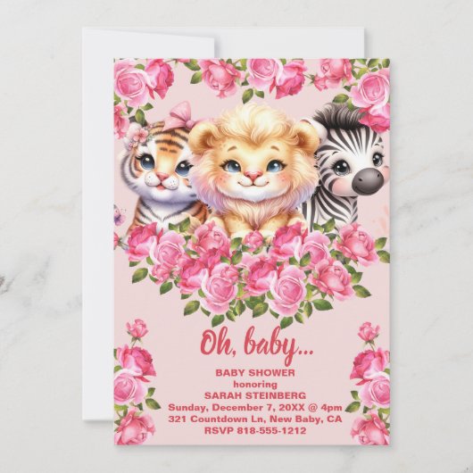 Invitation Baby shower de la fille (Devant)