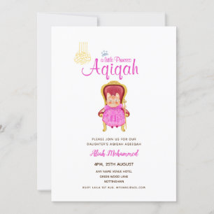 Invitation Baby shower de la fille AQIQAH Anniversaire Prince