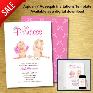 Invitation Baby shower de la fille AQIQAH Anniversaire Prince