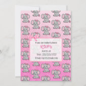 Invitation Baby shower de la fille aux éléphants roses (Dos)