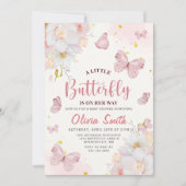 Invitation Baby shower de la fille Boho papillon f (Devant)