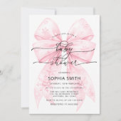 Invitation Baby shower de la fille Bow rose pâle d'hiver (Devant)