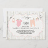 Invitation Baby shower de la fille | Clothèse rust (Devant)