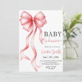 Invitation Baby shower de la fille Coquette Bow (Debout devant)