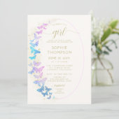 Invitation Baby shower de la fille de cadavre de papillon rou (Debout devant)