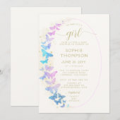 Invitation Baby shower de la fille de cadavre de papillon rou (Devant / Derrière)