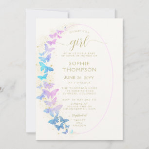 Invitation Baby shower de la fille de cadavre de papillon rou