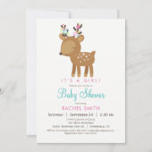Invitation Baby shower de la fille de cerfs de Woo (Devant)