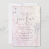 Invitation Baby shower de la fille de flocon d'hiver en argen (Devant)