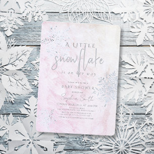 Invitation Baby shower de la fille de flocon d'hiver en argen