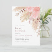 Invitation Baby shower de la fille de la Pampas Grass Boho (Debout devant)