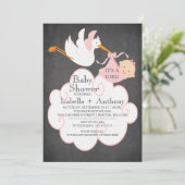 Invitation Baby shower de la FILLE de tableau de b (Debout devant)