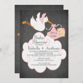 Invitation Baby shower de la FILLE de tableau de b (Devant / Derrière)