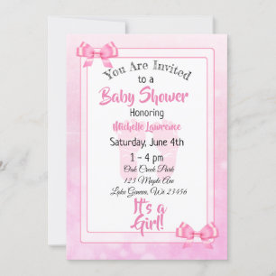 Invitation Baby shower de la fille des vaches roses
