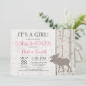 Invitation Baby shower de la fille d'orignal Woodl (Debout devant)