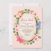 Invitation Baby shower de la fille du papillon du  (Devant)
