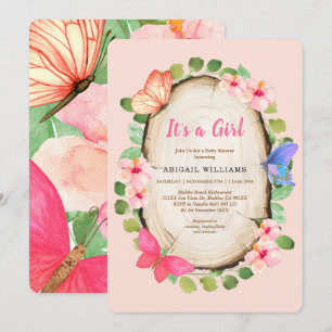 Invitation Baby shower de la fille du papillon du 