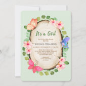 Invitation Baby shower de la fille du papillon du  (Devant)
