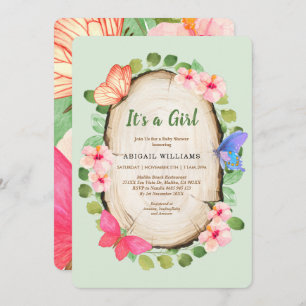 Invitation Baby shower de la fille du papillon du 