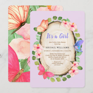 Invitation Baby shower de la fille du papillon du 
