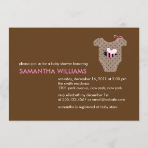 Invitation Baby shower de la fille en tenue d'abeilles