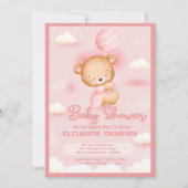 Invitation Baby shower de la fille ours en peluche (Devant)