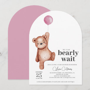 Invitation Baby shower de la fille ours en peluche
