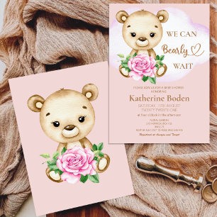Invitation Baby shower de la fille ours en peluche