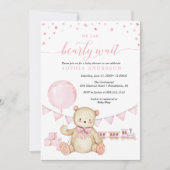 Invitation Baby shower de la fille ours en peluche (Devant)