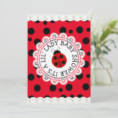 Invitation Baby shower de la fille Red Ladybug (Debout devant)