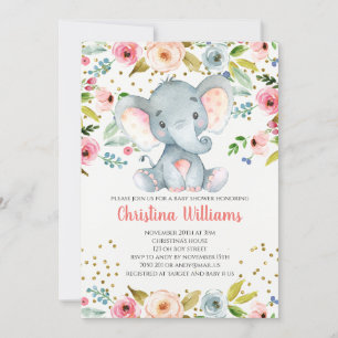 Invitation Baby shower de la fille rose de Boho Elephant Aqua