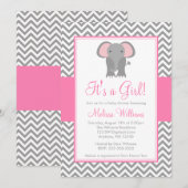 Invitation Baby shower de la fille rose gris de Chevron (Devant / Derrière)