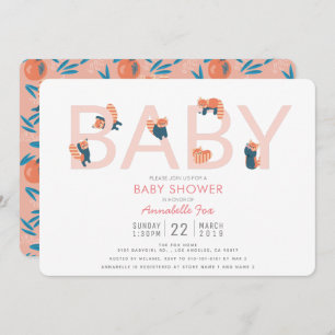 Invitation Baby shower de la fille rose Panda roug