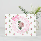 Invitation Baby shower de la fille Roses Roses Ros (Debout devant)