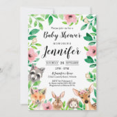 Invitation Baby shower de la fille Woodland Pink W (Devant)