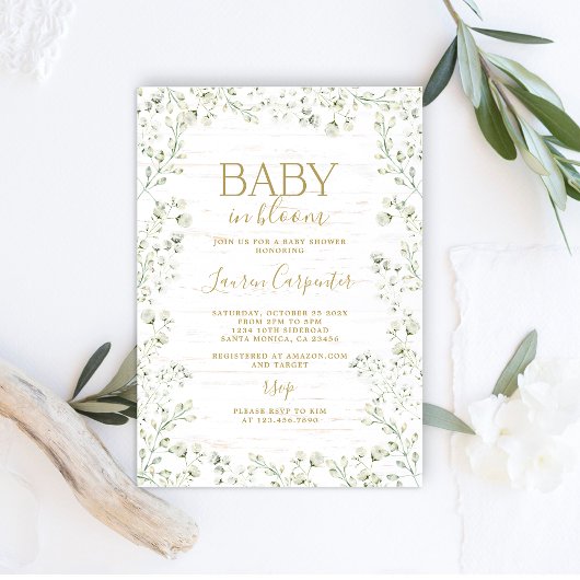 Invitation Baby shower de la fleur du souffle du b