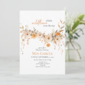 Invitation Baby shower de la fleur sauvage Whimsica Beige Ear (Debout devant)