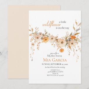 Invitation Baby shower de la fleur sauvage Whimsica Beige Ear
